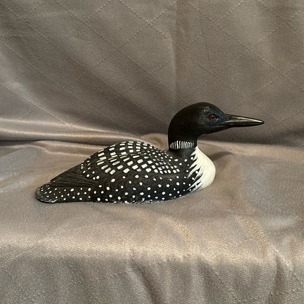 Loon duck. Artist created. Signed. 10”. Resin. Heavy.